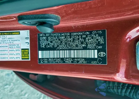 2015 Toyota Prius z USA, uszkodzony, nr VIN JTDKN3DU7F0466655